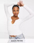 ASOS DESIGN Petite knitted top with sweetheart collar in white US 00 - фото #2