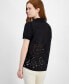 Фото #2 товара Women's Mixed-Media Eyelet-Back Top