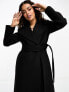 Фото #5 товара Forever New Petite formal wrap coat with tie belt in black