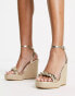 Glamorous espadrille wedge heeled sandals in gold