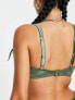 ASOS DESIGN Fuller Bust gleam underwired bikini top in khaki