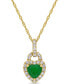 ფოტო #1 პროდუქტის Emerald (5/8 ct. t.w.) & Diamond (1/4 ct. t.w.) Heart Lock 17" Pendant Necklace in 14k Gold
