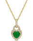 Фото #1 товара Emerald (5/8 ct. t.w.) & Diamond (1/4 ct. t.w.) Heart Lock 17" Pendant Necklace in 14k Gold