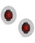 ფოტო #3 პროდუქტის Garnet (1-7/8 ct. t.w.) and Diamond (1/2 ct. t.w.) Halo Stud Earrings in 14K White Gold