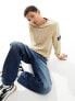 Фото #1 товара Calvin Klein Jeans badge logo waffle long sleeve t-shirt in sand