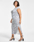 Фото #3 товара Trendy Plus Size Printed Sleeveless Ruched-Side Midi Dress, Created for Macy's