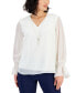 Petite Smocked-Sleeve Necklace Top, Created for Macy's