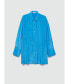 Women's Asymmetrical Closure Long Satin Shirt