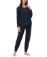 ფოტო #4 პროდუქტის Women's Kangaroo Long Sleeve Top with Jogger Set