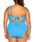 Becca Etc Women's Plus Size Asymmetrical-Neck Swimsuit Bright Blue Size 2X