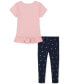 Фото #2 товара Little Girls Ruffle-Hem Logo Tunic & Logo-Print Leggings, 2 Piece Set