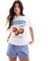 Stradivarius cherry detail graphic t-shirt in white