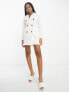Фото #3 товара Miss Selfridge blazer dress with contrast buttons in ivory