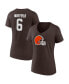 Фото #1 товара Women's Baker Mayfield Brown Cleveland Browns Player Icon Name and Number V-Neck T-shirt