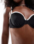 Фото #2 товара Abercrombie & Fitch co-ord underwire bikini top in black with white contrast binding