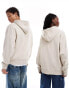 COLLUSION Unisex – Kapuzenpullover in Steinbeige mit Logoprint