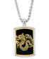 ფოტო #3 პროდუქტის EFFY® Men's Onyx Dragon Dog Tag 22" Pendant Necklace in Sterling Silver & 14k Gold-Plate