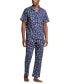 ფოტო #3 პროდუქტის Men's Cotton Notched-Collar Pajama Shirt