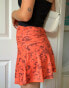 Daisy Street X Chloe Davie Y2K flippy mini skirt in retro orange floral