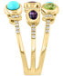 ფოტო #2 პროდუქტის EFFY® Multi-Gemstone (1-5/8 ct. t.w.), Turquoise, & Diamond (1/5 ct. t.w.) Triple Row Statement Ring in 14k Gold