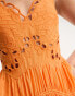 ASOS DESIGN Tall cutwork maxi slip dress with drawstring waist in orange