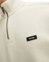 Фото #3 товара Calvin Klein cotton comfort 1/4 zip sweatshirt in off white