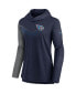 Фото #3 товара Women's Navy and Heathered Charcoal Tennessee Titans Chevron Hoodie Performance Long Sleeve T-shirt