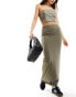 ASOS DESIGN column maxi skirt in khaki