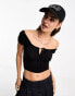 Фото #2 товара Cotton:On tie front short sleeve crop top black