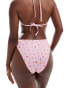 Фото #4 товара ASOS DESIGN Angie high leg hipster bikini bottom in gingham floral