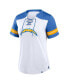 Women's White/Powder Blue Los Angeles Chargers Foiled Primary Lace-Up T-Shirt