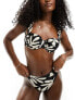 New Look printed balconette bikini top in black