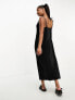 Фото #4 товара Threadbare Petite cami cowl neck plisse maxi dress in black