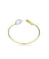 Classy Sterling Silver with 14K Gold Plating and Genuine Freshwater Pearl Cuff Bracelet