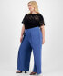 Фото #1 товара Plus Size Flyaway Cool Crepe Wide-Leg Pull-On Pants