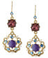 ფოტო #1 პროდუქტის Antique Gold-Tone Flower Medallion Crystal Drop Earrings