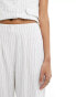 4th & Reckless linen look straight leg trousers co-ord in white pinstripe