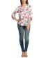 Juniors' Floral-Print Roll-Sleeve Button-Up Blouse