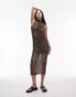 Topshop sleeveless crinkle plisse midi dress in leopard print