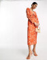 Фото #8 товара Pretty Lavish long sleeve tie midaxi dress in orange zebra