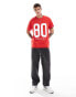 ASOS DESIGN oversized t-shirt with sport number front print in red