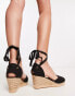 Фото #2 товара London Rebel Wide Fit tie leg espadrille wedges in black