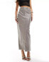 Фото #1 товара River Island tailored faux leather midaxi skirt in light grey