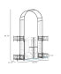 Фото #3 товара 7' Metal Garden Arbor, Garden Arch with Gate, Scrollwork Hearts, Latching Doors, Planter Boxes for Climbing Vines, Ceremony, Weddings, Party, Garden, Backyard, Lawn, Black