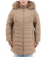 ფოტო #1 პროდუქტის Plus Size Faux-Fur-Trim Hooded Puffer Coat, Created for Macy's