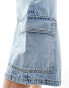 Фото #4 товара ASOS DESIGN super long length denim jorts with cargo detailing in light blue wash