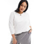 Фото #2 товара ONLY Curve boxy long sleeve t-shirt in white