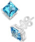 ფოტო #1 პროდუქტის Swiss Blue Topaz (4-7/8 ct. t.w.) & Diamond (1/20 ct. t.w.) Square Stud Earrings in 14k White Gold