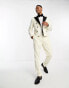 Devils Advocate slim fit pleated cream tux trouser