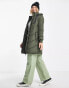 JDY chevron hooded padded coat in khaki